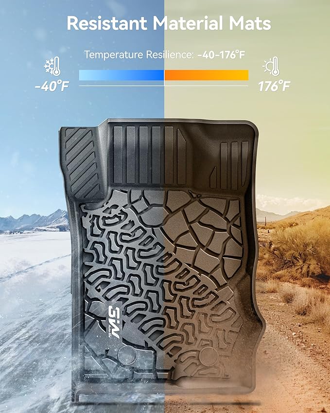 3W Floor Mats Fit for 2021 2022 2023 2024 2025 Ford Bronco 2 Door All Weather TPE Car Accessories Custom Fit Floor Liner 1st and 2nd Row Car Mats, Black (Not for Bronco Sport & Rubberized Floor)