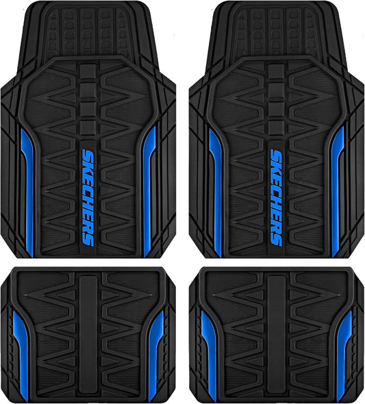 Skechers Car Floor Mats,Heavy Duty Rubber Car Mats Full Set,All Weather Floor Mats,Waterproof Trim to Fit Universal Floor Liner Car Accessories,Automotive Floor Mats for Cars Trucks SUV,Blue