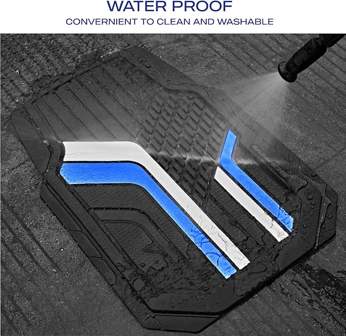 Skechers Heavy Duty Rubber Car Floor Mats,Dual Color Design Floor Mats,All Weather Car Mats,Waterproof Trim To Fit Universal Floor Liner Car Accessories,Automotive Floor Mats For Cars Trucks Suvs,Blue