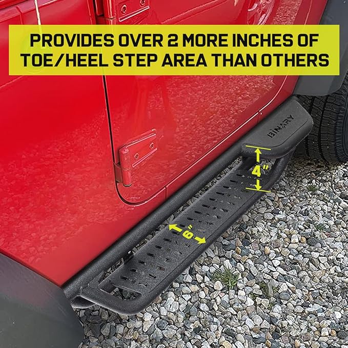 BINARY STAR Running Boards Compatible with Vehicle 2018-2025 Jeep Wrangler JL 2 Door, 6 Inch Two-Stair Side Steps, Wrangler JL Side Steps Truck Step Bars Nerf Bars Made with Carbon Steel.