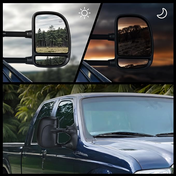 DWVO Towing Mirror Compatible with 1999-2007 F250 F350 F450 F550 Super Duty, 2001 2002 2003 2004 2005 Excursion, Side Mirror with Power Control Heated Manually Folding Telescoping
