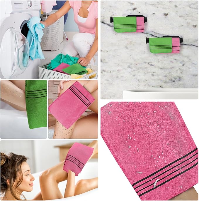 Tecbeauty 12Pcs Korean Exfoliating Bath Washcloths Mitt Scrubber for Body Removing Dead Skin