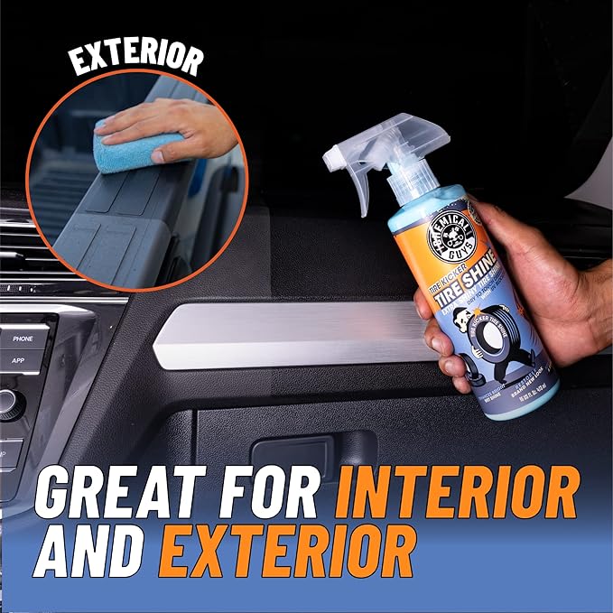 Chemical Guys Tire Kicker Sprayable Extra Glossy Tire Shine - Dry-to-the-Touch Dressing for Rubber, Vinyl, and Plastic, Restores Deep Black Shine, Safe for Cars, Trucks, RVs, and Motorcycles - 128 oz