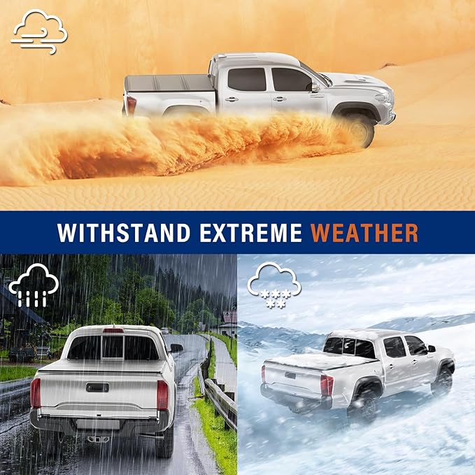 FRP Hard Tri-fold Tonneau Cover Fold Truck Bed Covers Compatible with 2016-2026 Toyota Tacoma 5ft Bed (60")