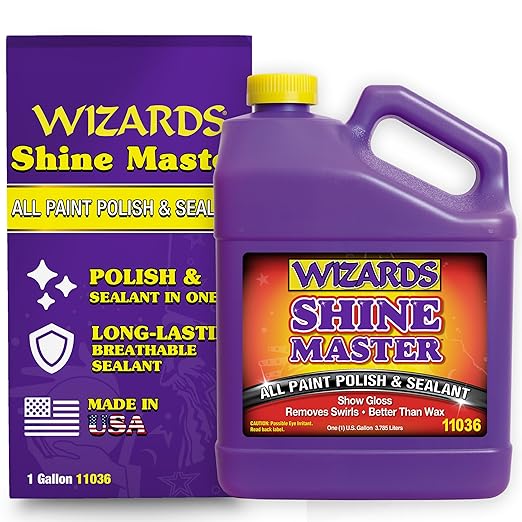 Wizards Shine Master Polish and Breathable Sealant - 1 Gallon - No Wax or Free Silicone - Polishes and Protects with No Greasy Film - Wax Replacement Car Polishing Compound for Boat and Car Polish