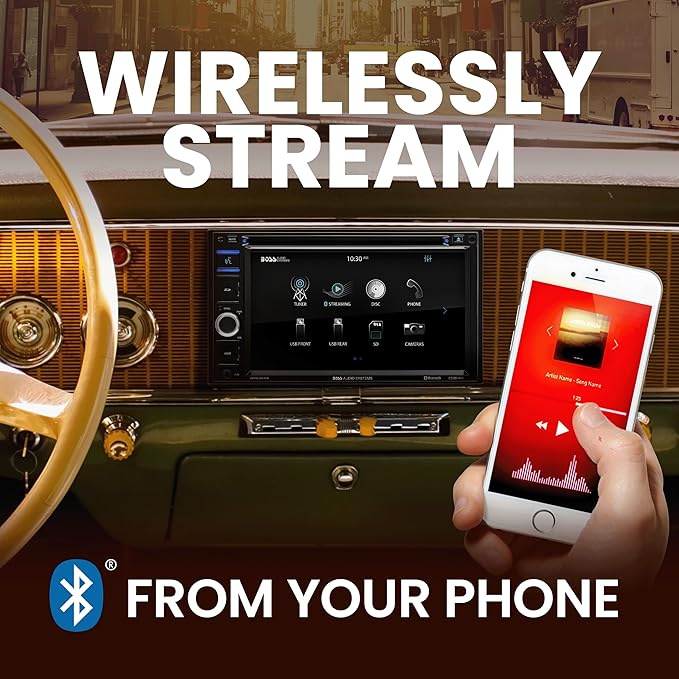 BOSS Audio Systems BVB9364RC Car Stereo - Double Din, 6.2 Inch Touchscreen, Bluetooth, CD DVD Player, AM/FM Radio Receiver, Backup Camera, USB, SD, Wireless Remote Control