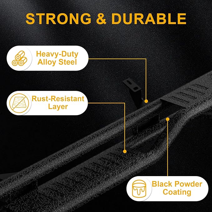 Running Boards Side Steps Compatible with Toyota FJ Cruiser 2007-2014 6.1 Inches Wide, 2 Stairs Design Side Rails Step Nerf Bars Fit for FJ Cruiser, Heavy Duty Slip Proof, Textured Black