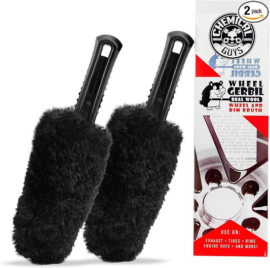 Chemical Guys Gerbil Wheel and Rim Brush, Safe for Exhaust, Tires, Rims, Engine Bays, & More, 2 Pack