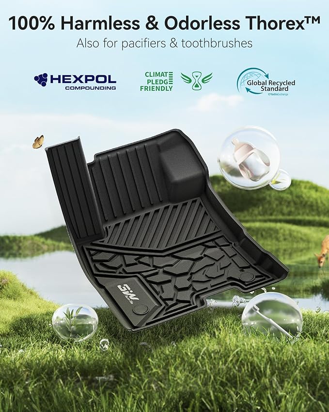 3W Floor Mats Fit for Ford Maverick Hybrid 2022 2023 2024 2025, TPE All Weather Custom Fit Floor Liner Car Accessories 1st and 2nd Row Full Set Car Liners (Only for Hybrid)