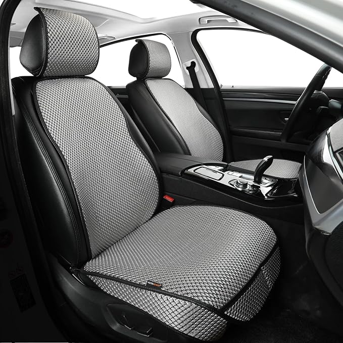 Auto Newer Car Seat Cover,Breathable Front Car Seat Cushion,Comfortable Car Seat Protector,Anti-Slip and Full Wrap Driver Car Seat Protector with Storage Pocket,Universal All Seasons(Gray,2PCS)