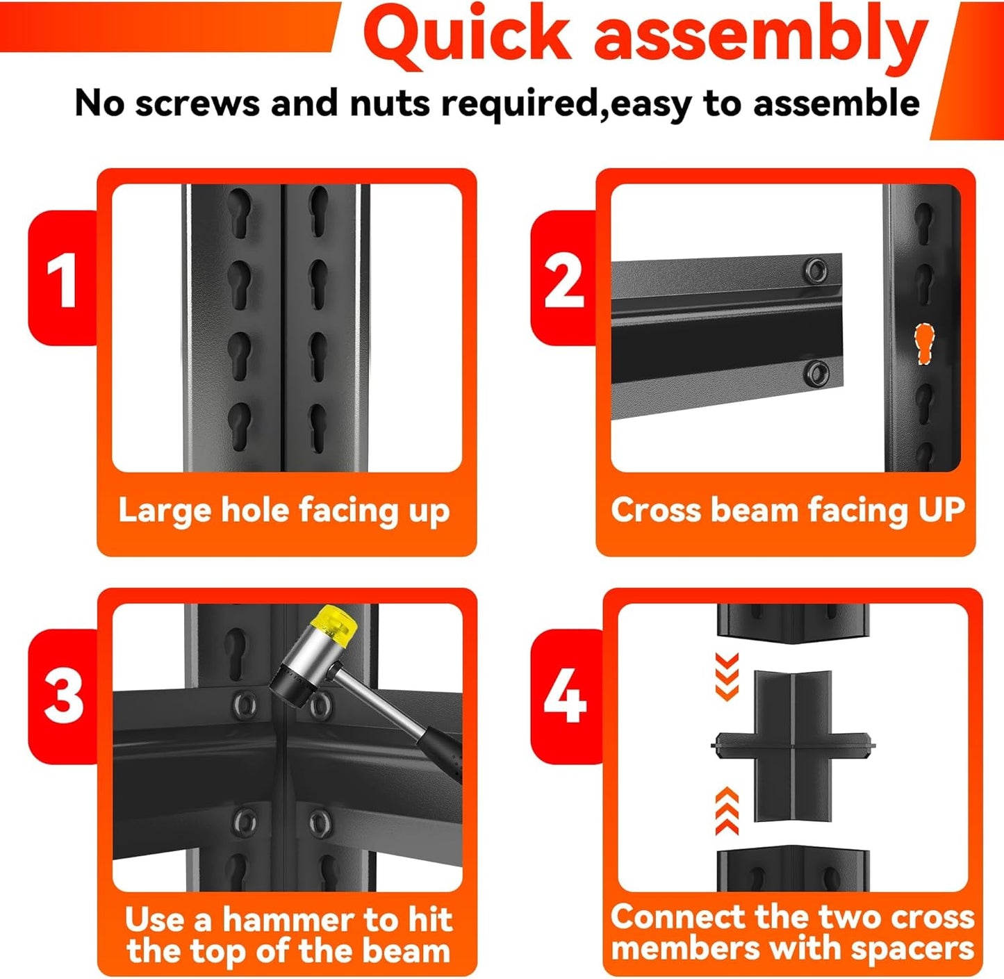 55"H Garage Shelving 2400LBS Capacity Heavy Duty Steel Storage Shelves, Adjustable 4 Tier Metal Shelf Industrial Rack Unit for Garage, Utility Room, Warehouse and Basement, Black (14"Dx40"Wx55"H)