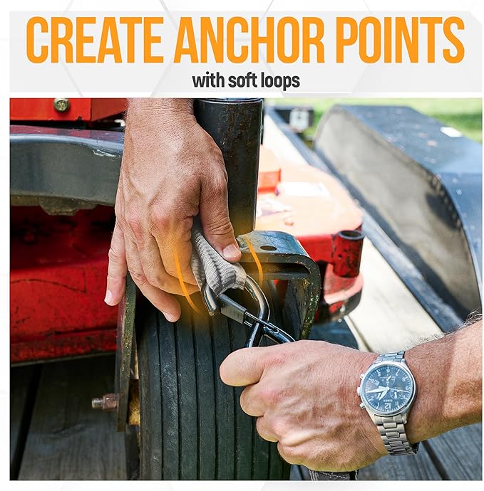 FORTEM Ratchet Straps, Tie Down Strap Set 2300lb Break Strength, 4 Pack 15ft x 1in, 4 Soft Loops, Moving Straps Tie Downs, Cargo Cam Buckles for Trucks, Carry Bag, for Men