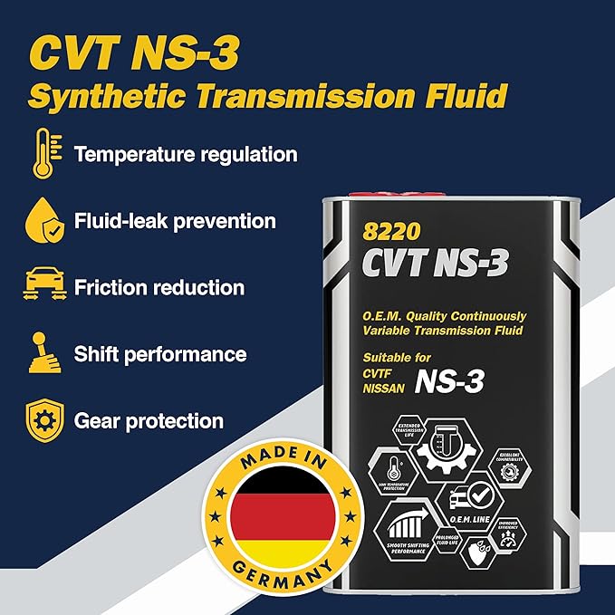 Mannol NS-3 Synthetic CVT Transmission Fluid, 1L Bottle, Ensures Smooth Gear Shifts, Reduces Wear and Tear, Provides Cold Weather Protection