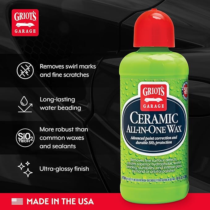 Griot’s Garage Ceramic All-In-One Wax for Car Waxing, Trucks, and RVs, Ideal for Defect Removal and Paint Protection, 16 Oz, 10895