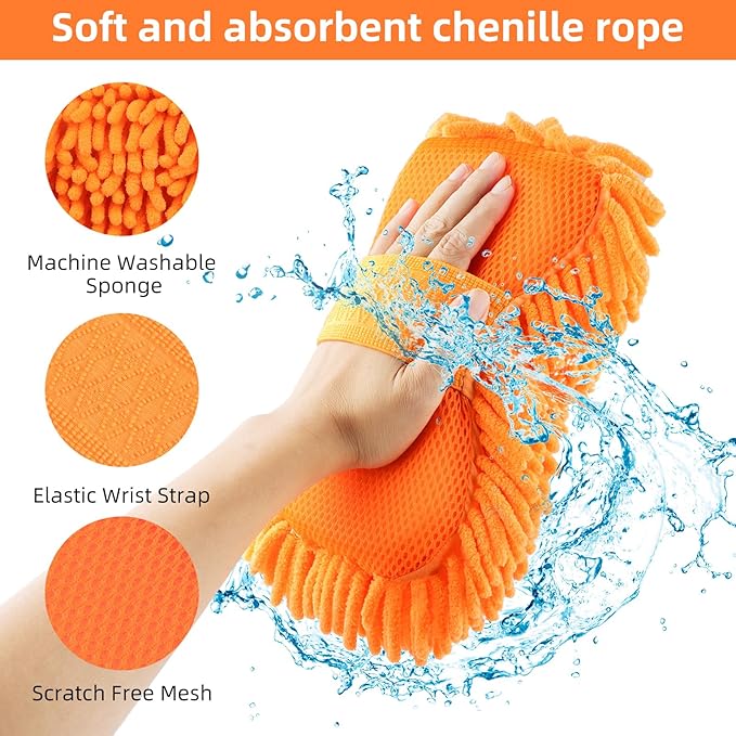 Car Cleaning Kit with Storage Bag, Car Washing Kit 16 Pcs, Car Detailing Kit with Wash Mitt Sponge Towels, Car Wash Mitt, Detailing Brushes, Exterior and Interior Car Washing Set