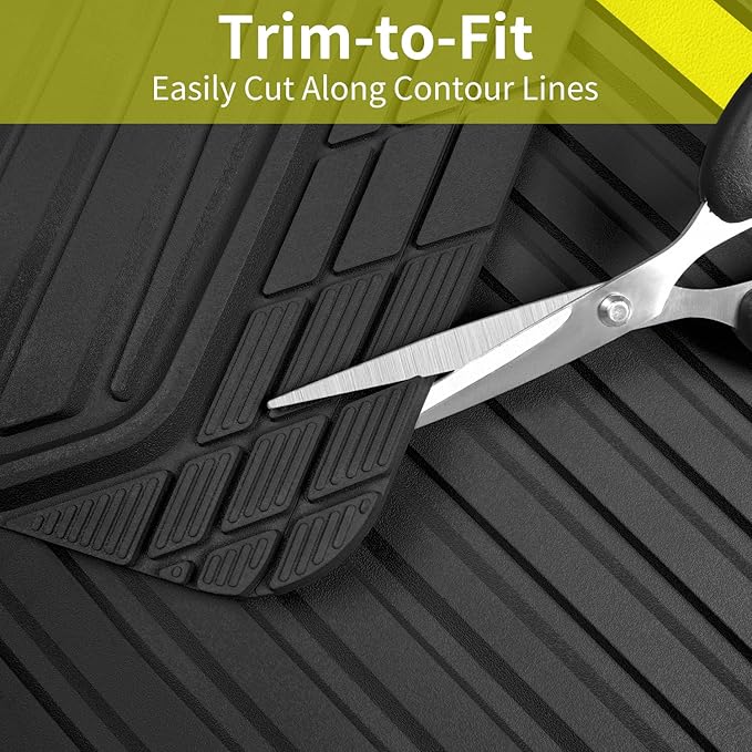 CAR PASS Yellow Car Mats Metallic, Aluminum Film All Weather Rubber Lemon Yellow car Floor Mats Waterproof Universal Trim to Fit SUV Sedan Van Truck 4 Piece Deep Dish Heavy Sporty Black Yellow Chrome