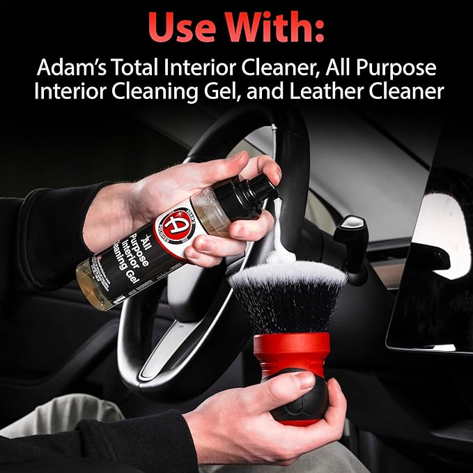 Adam's Polishes Large Multi-Purpose Detailing Brush Car Cleaning Brush Nylon Soft Bristles for Dusting or Scrubbing Interior & Delicate Surfaces, Screens, Seats, Leather, Vinyl, & More