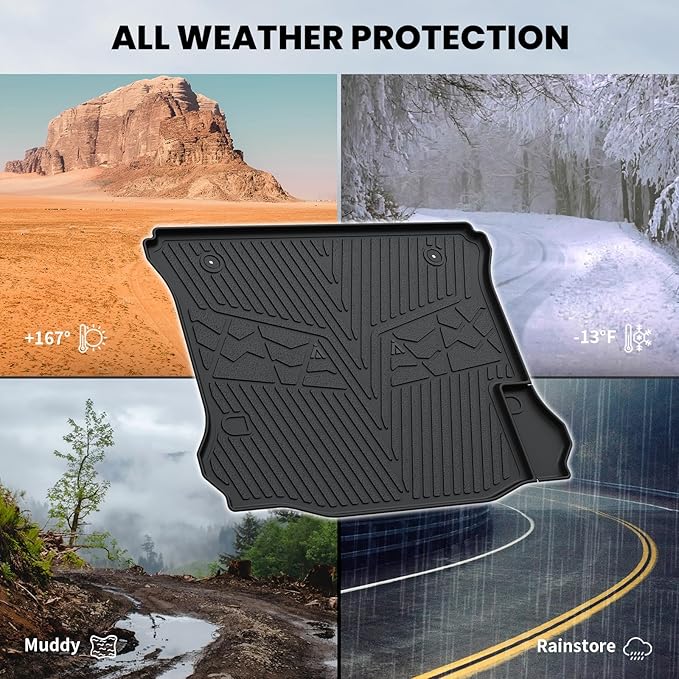 LASFIT Trunk Mat for Jeep Wrangler 2011-2018 JK Unlimited 4-Door Without Subwoofer (NOT for JL or 2-Door) All Weather TPE Custom Fit Cargo Mat Trunk Liner Cargo Liner, Black