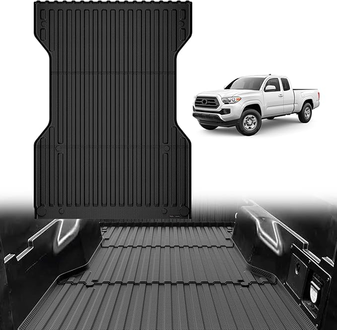 TripleAliners Truck Bed Mat Compatible with 2005-2023 Toyota Tacoma Accessories 6FT Vehicle Perfectly Flush All Weather Protection TPE Heavy Duty Pickup Car Bed Cargo Mat