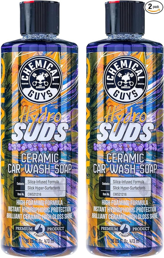 Chemical Guys CWS2121602 HydroSuds Ceramic SiO2 Shine High Foaming Car Wash Soap (Works with Foam Cannons, Foam Guns or Bucket Washes) For Cars, Trucks, SUVs, RVs & More, 16 fl oz, Berry Scent, 2 Pack