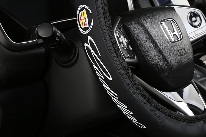 Black car Steering Wheel Cover - Universal Car Accessory for Diverse Cars, Durable Leather Cover with Anti-Slip Lining, for Steering Wheel with a Diameter of 14.5"-15".