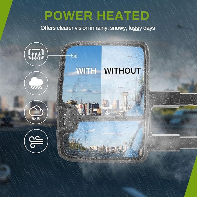 AUTOSAVER88 Towing Mirror Compatible with 2003-2006 Silverado Sierra 1500 2500HD 3500HD Tahoe Yukon, Power Heated Switchback LED Turn Signal Light (Chrome inside) Manual Telescoping Folding Black