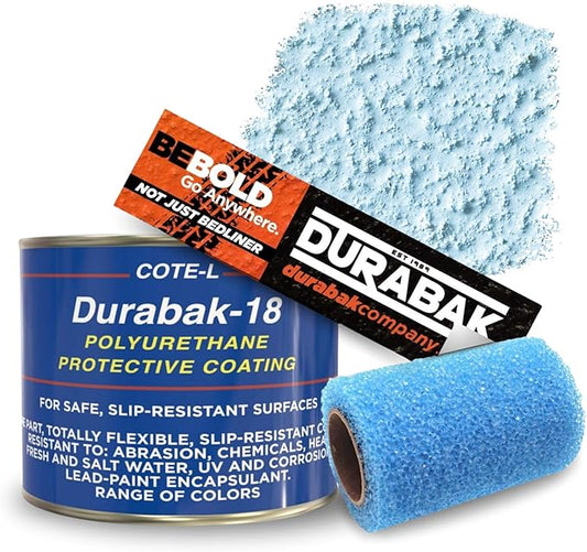 Durabak-18 Textured Truck Bed Liner Quart KIT - Roll On Coating | DIY Custom Coat for Bedliner and Undercoating, Auto Body, Automotive Rust Proofing, Boat Repair (Quart, Light Blue)