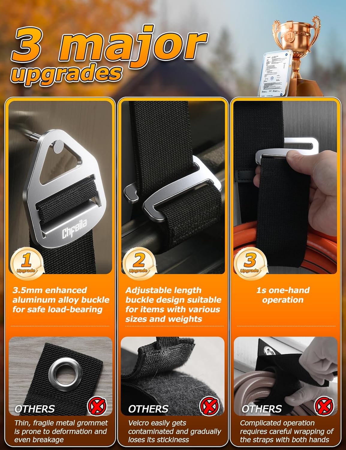 6 Pack One Hand Operation [1s Tighten by Gravity] Adjustable Extension Cord Organizer Holder, Hose Rope Storage Straps Wrap for RV Shed Workshop Garage Organization, Gadgets Tools Gifts for Dad Men