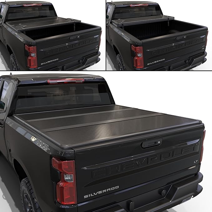 Hard Tri-Fold Truck Bed Tonneau Cover Compatible with Chevy/GMC Silverado/Sierra 1500(2007-2026) 2500 3500 HD(2007-2019), Works w/MultiPro/Flex Tailgate 6.7ft Bed (79.4")