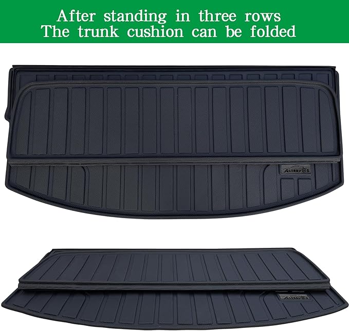 Large Cargo Liners Custom Fit for 2024 2025 Mazda CX90, Foldable Trunk Mat for 2024 Mazda CX-90, TPE All Weather Waterproof Rear Cargo Mat Easy to Clean-Black