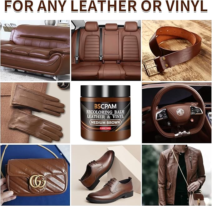 Medium Brown Leather Recoloring Balm with 100ml Mink Oil,Leather Couch Scratch Remover,Leather Repair kit for Vinyl Furniture and Car Interior,Leather Dye Paint,Mink Oil for Leather