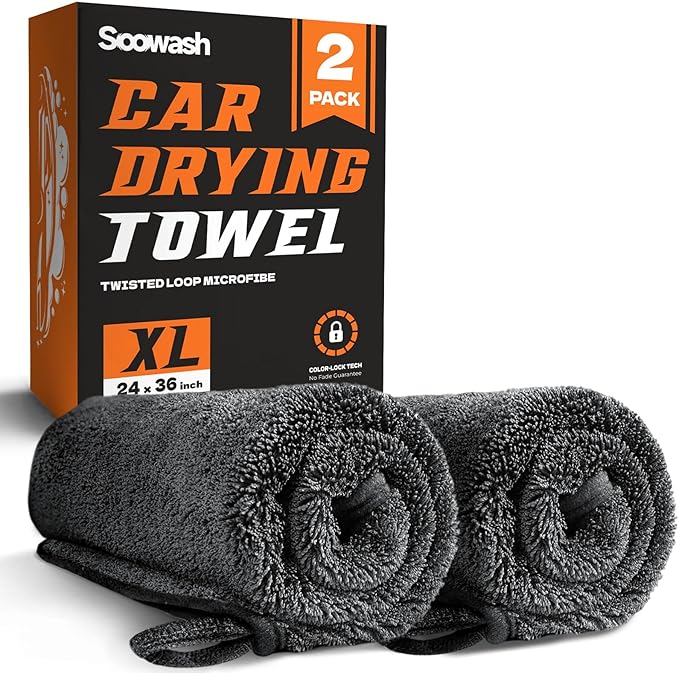 2-Pack Microfiber Towels for Cars (36"x24") - Car Drying Towel, Ultra Soft & Absorbent, Streak-Free & Scratch-Free, Car Towels Drying for Auto Detailing, Trucks, SUVs