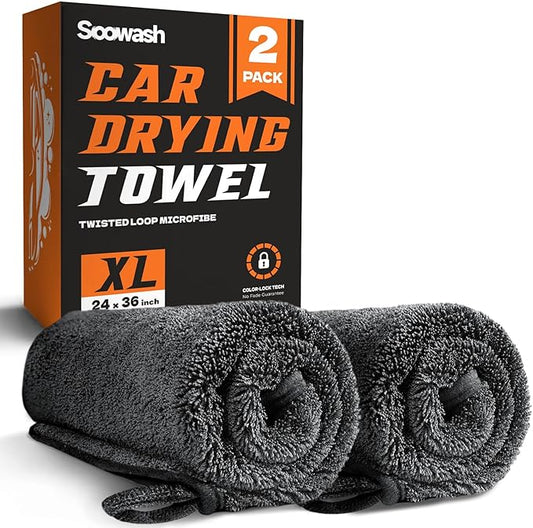 2-Pack Microfiber Towels for Cars (36"x24") - Car Drying Towel, Ultra Soft & Absorbent, Streak-Free & Scratch-Free, Car Towels Drying for Auto Detailing, Trucks, SUVs
