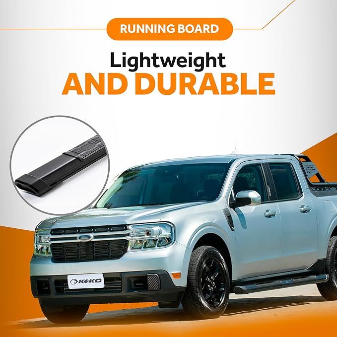 KEKO - Running Boards Compatible with Maverick 2022-2024 - Truck Side Steps, Nerf Bars for Trucks - Anti-Slip Stepping Plates, Easy Install, Truck Accessories - 6005 T6 Aluminum & Alloy Steel