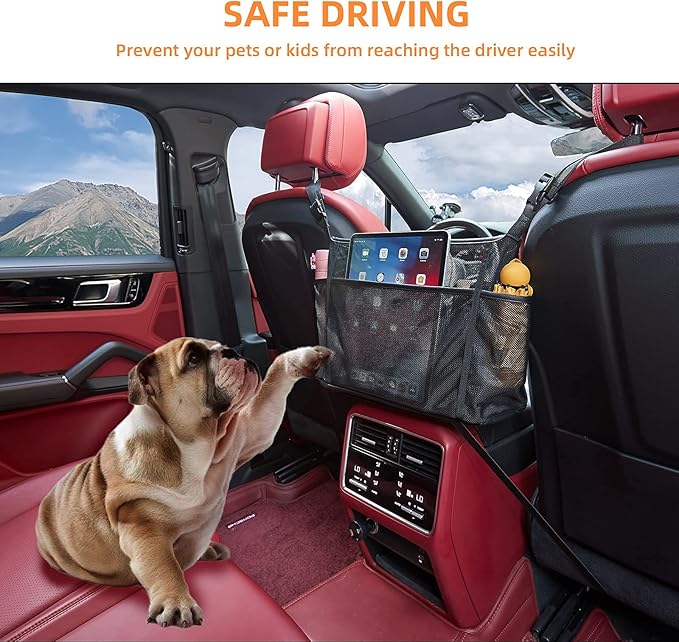 WLLWOO Car Net Pocket Handbag Holder Between Seats Back Storage Organizer Purse Holder for Console Front Seat Storage Barrier