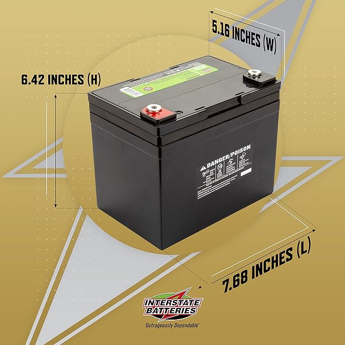 Interstate Batteries 12V 35AH Sealed Lead Acid (SLA) AGM Deep Cycle Battery (DCM0035) Insert Terminals