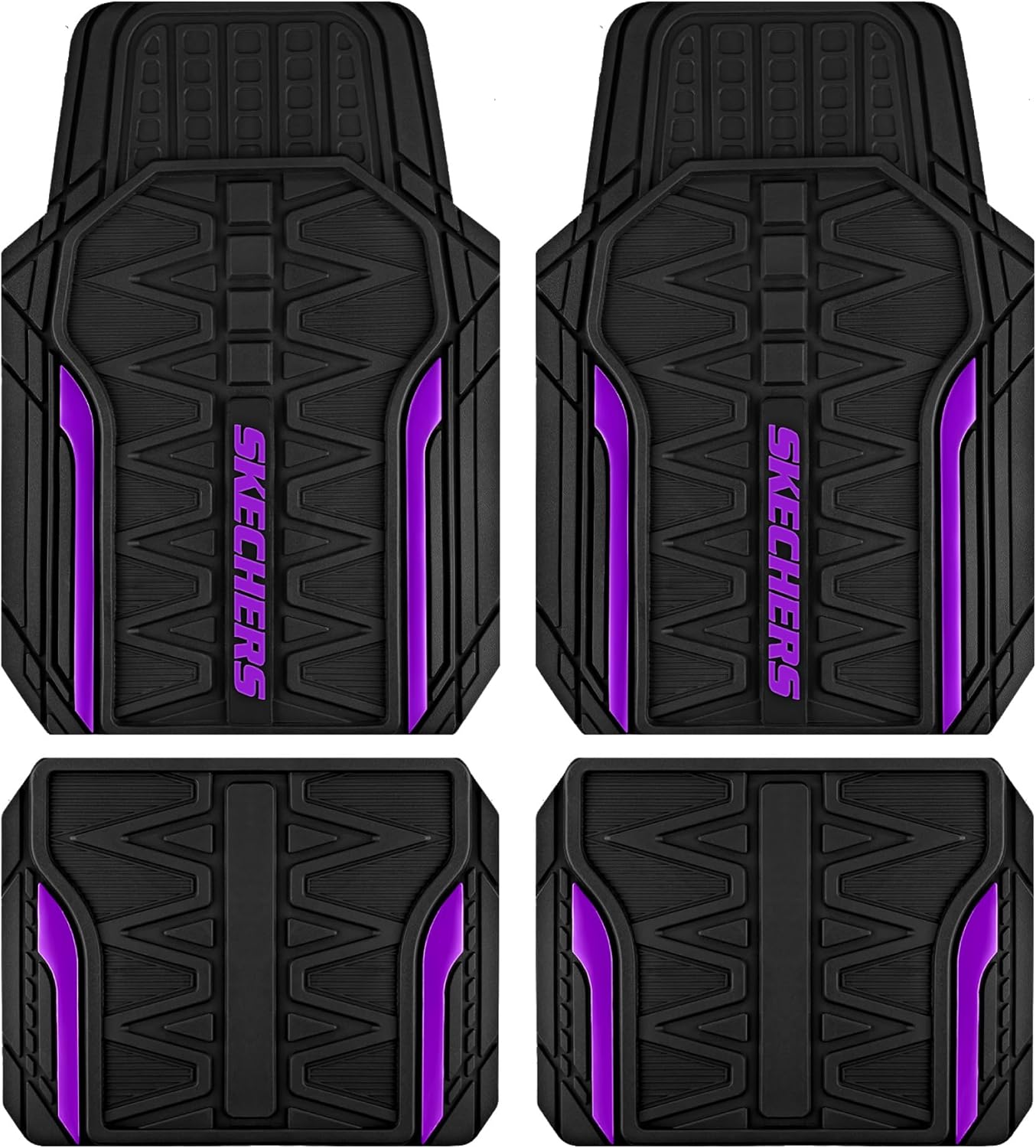 Skechers Car Floor Mats,Heavy Duty Rubber Car Mats Full Set,All Weather Floor Mats,Waterproof TrimTo Fit Universal Floor Liner Car Accessories,Automotive Floor Mats for Cars Trucks SUV,Purple