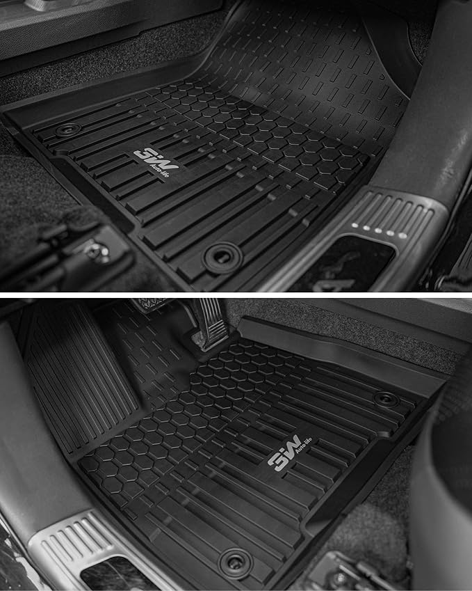 3W Floor Mats for Toyota Tacoma 2024 2025 2026 Double Cab(Not Fit Hybrid & XtraCab), TPE All Weather Custom Fit Floor Liner for Tacoma TRD/SR/SR5/limited Car Liners(Automatic Transmission)