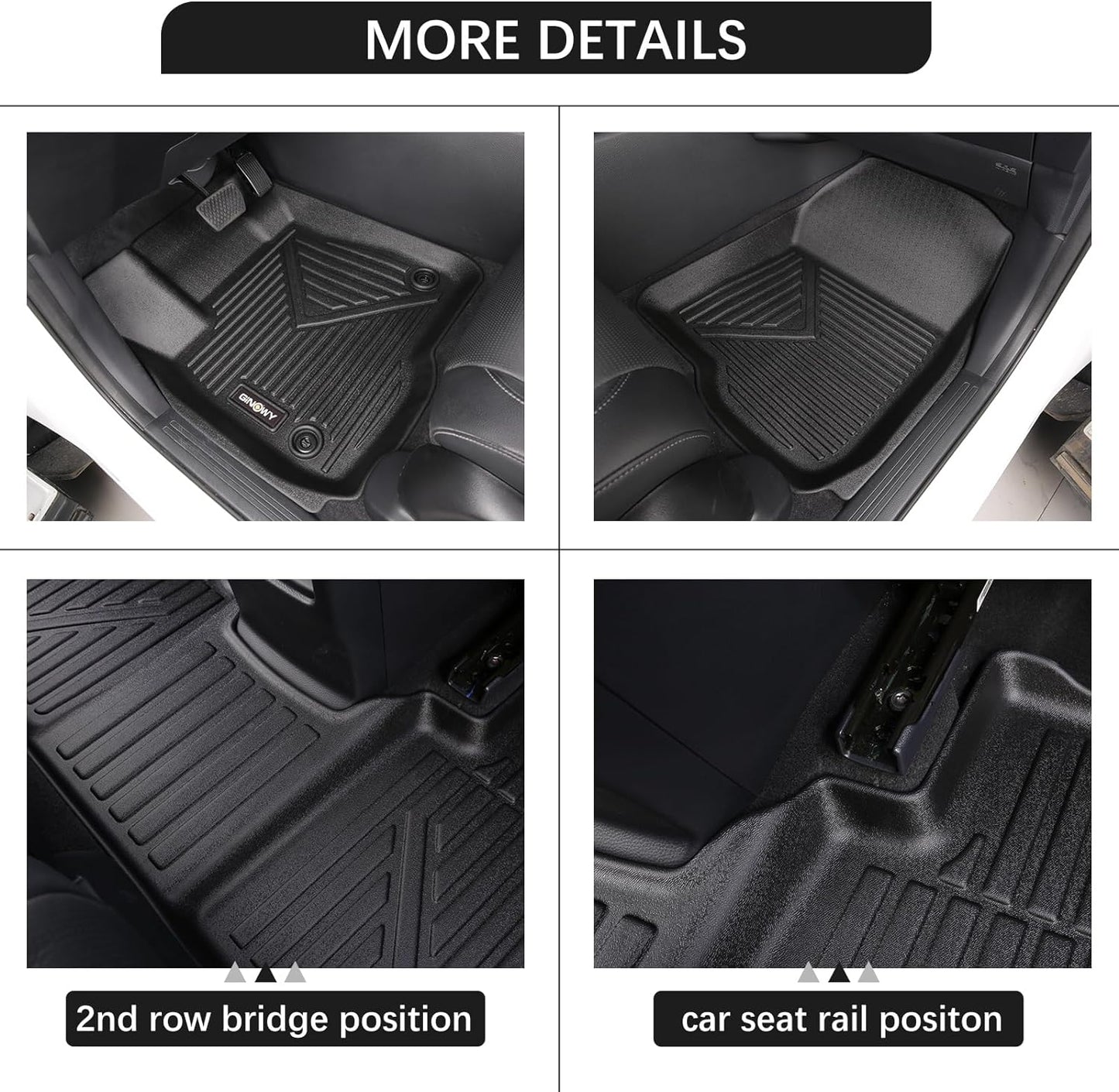 GINOWY- Floor Mats for Kia Seltos 2020-2024 2025, TPE All Weather Protection Mats for Kia Seltos 2024, Custom Seltos Floor Liners Non-Slip Waterproof Automotive Accessories, Black