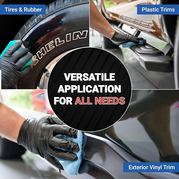 AIM Chemicals Super Gloss - Durable long lasting Tire Shine, Rubber & Vinyl Protector, Long-Lasting UV Protection, Versatile Application for Tires, Plastic Trims, Bumpers - Gal