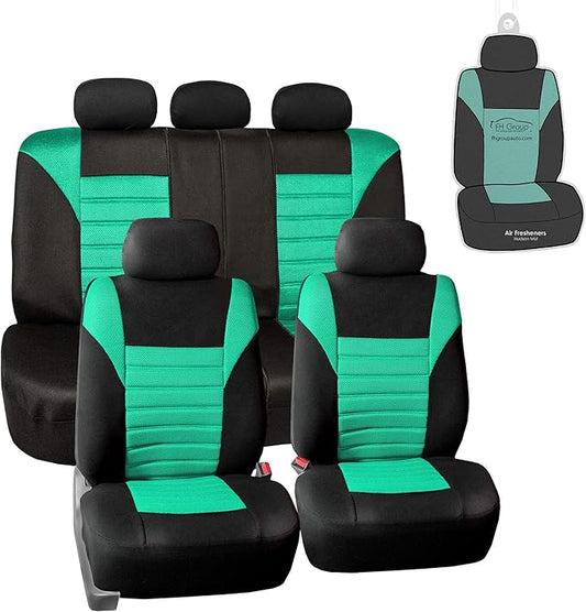 FH Group Automotive Car Seat Covers Full Set Premium 3D Air Mesh Front Seat Covers, Airbag Compatible & Split Bench Cover Universal Fit Interior Accessories for Cars Trucks and SUVs - Mint