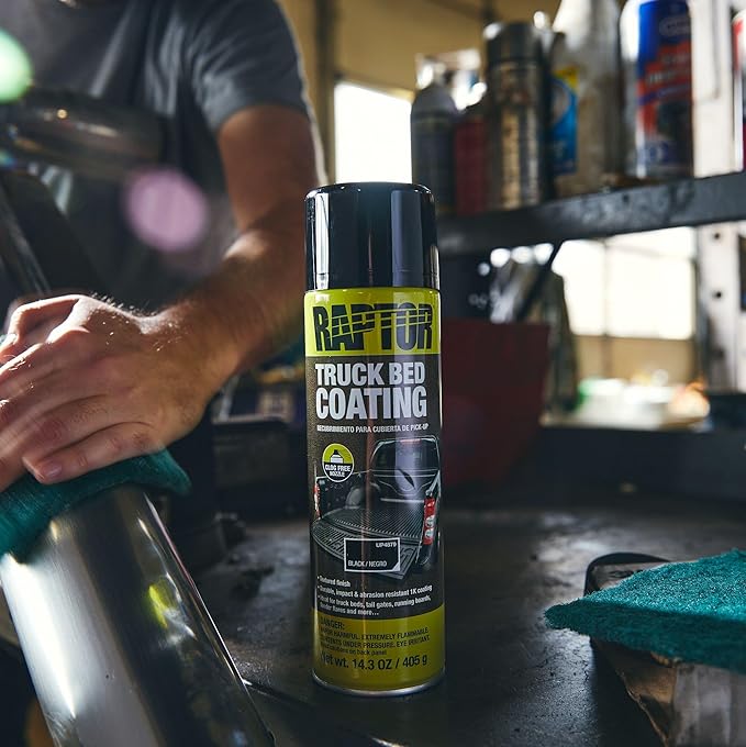 Raptor Truck Bed Coating 1K Aerosol, Spray-On Truck Bed Liner, Durable & Weather-Resistant Protective Coating, Textured Finish, Black, 14.3 OZ
