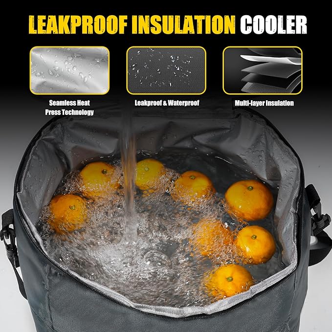 MIKKUPPA Car Trunk Organizer with Cooler - 100L Large Car Organizer, 1680D Oxford Collapsible Suv Trunk Storage with 2 Adjustable Straps for Auto, Truck, Suv (Gray)