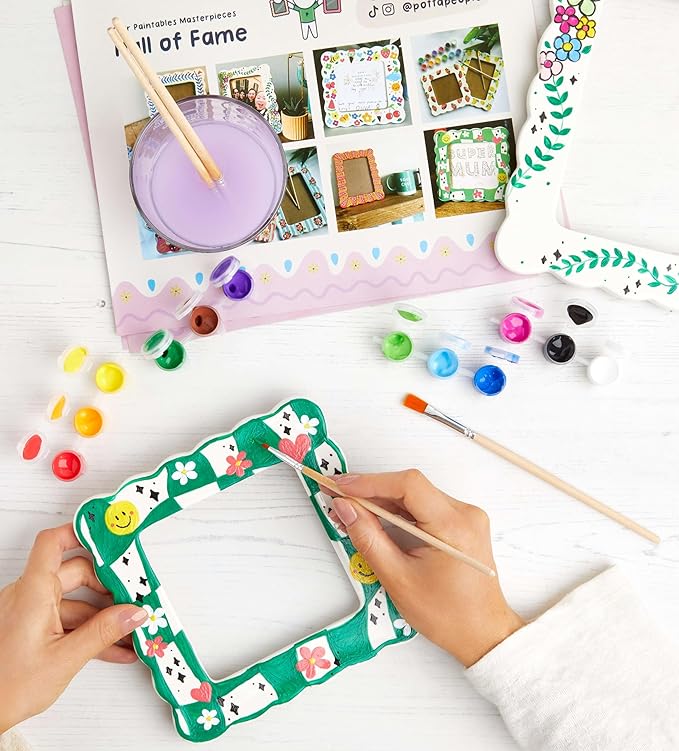Pott’d Paint-a-Frame Pottery Painting Kit - Personalised Photo Frame DIY Craft Set - Includes, Photo Frames, Paints, and Step-by-Step Guide