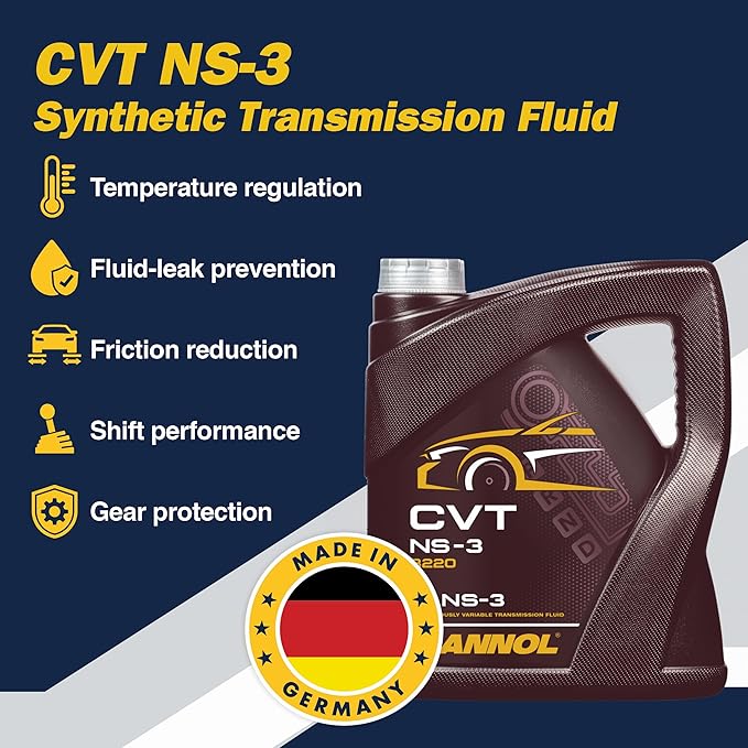 Mannol NS-3 Synthetic CVT Transmission Fluid, 4L Bottle, Ensures Smooth Gear Shifts, Reduces Wear and Tear, Provides Cold Weather Protection