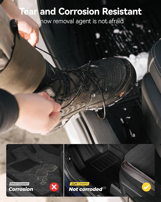 3W Floor Mats & Cargo Liner with Carpets on TOP Fit for Jeep Wrangler JL 2018-2024 2025 Unlimited 4-Door Sahara Willys Rubicon with Subwoofer(Non JK or 4XE) Car Mats Custom Fit for Wrangler JL, 8PCS