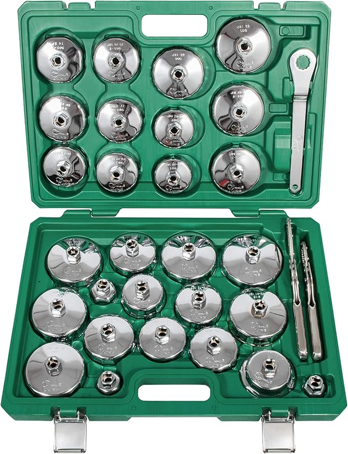 Oil Filter Wrench Set, 31PCS Oil Filter Socket Set, Oil Filter Cap Removal Tool, 1/2" Drive Stainless Steel 27mm 32mm 36mm 64mm-101mm Compatible with Volvo, BMW, Toyota, Nissan, etc