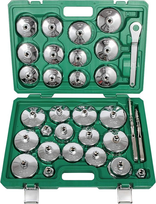 Oil Filter Wrench Set, 31PCS Oil Filter Socket Set, Oil Filter Cap Removal Tool, 1/2" Drive Stainless Steel 27mm 32mm 36mm 64mm-101mm Compatible with Volvo, BMW, Toyota, Nissan, etc