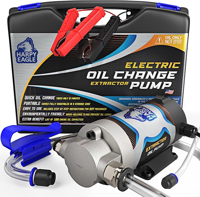Harpy Eagle Electric Oil Change Extractor Pump 12/24V 100W, Oil Сhange Fluid Extractor Suction Transfer Pump Portable for Automotive, Cars, Boats, Motorcycle,Trucks with Storage Case/Patent Pending