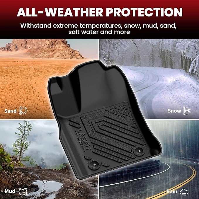 LASFIT Floor Mats Set for Jeep Grand Cherokee 2015 2014 2013, All Weather TPE Custom Fit Car Mats Floor Liners Seatback Cargo Liner Cargo Mat Black